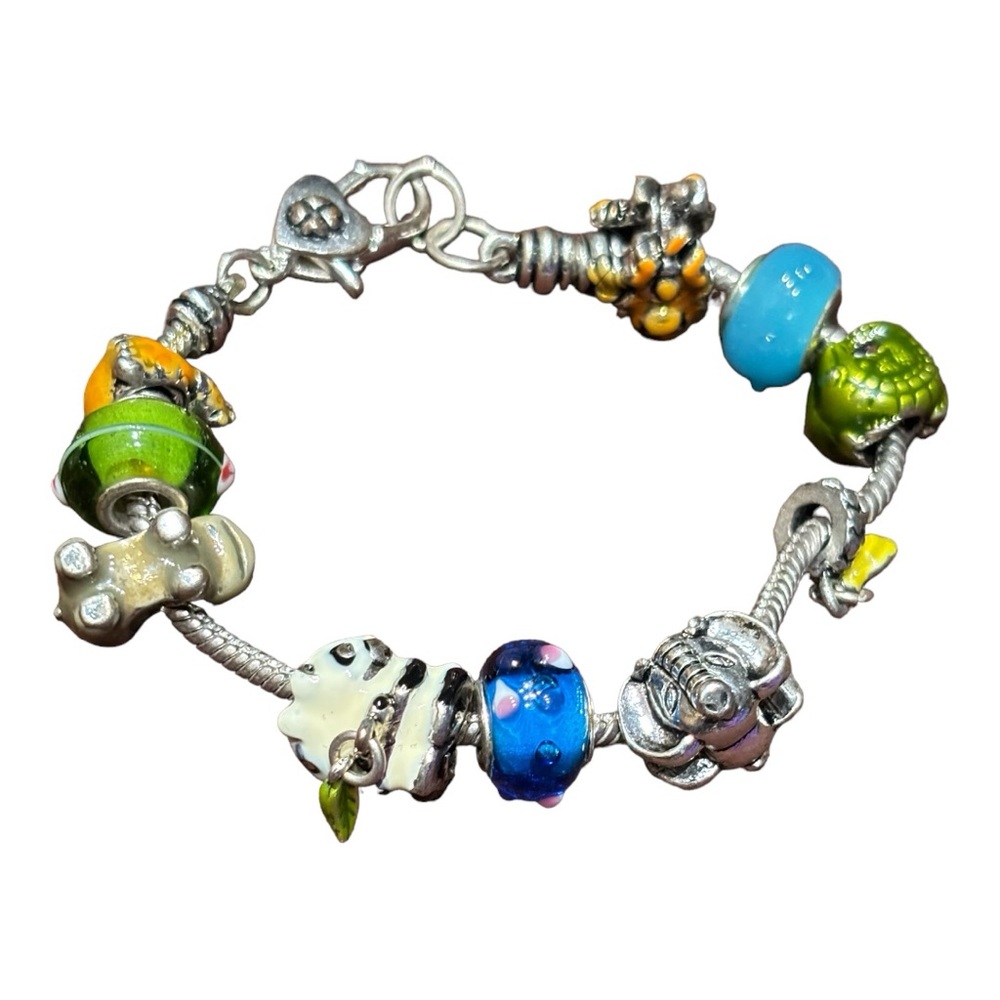 Animal Charm/Bead 8.25" Bracelet Silver-Tone Women